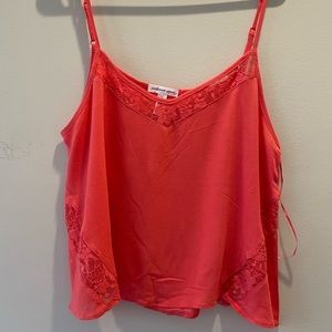 Brand New Hot Pink Ambiance Apparel Lace Detail Top Size L
